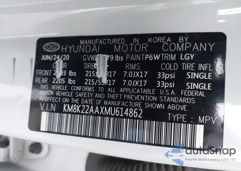 2021 Hyundai Kona Sel из США, поврежденный, VIN KM8K22AAXMU614862